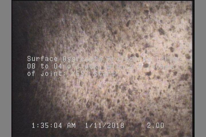Surface Aggregate Projecting, from 08 to 04 o'clock, within 8 inches of joint: YES, Start