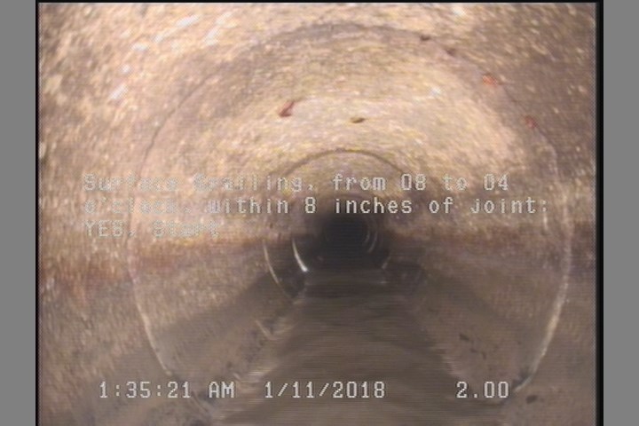 Surface Spalling, from 08 to 04 o'clock, within 8 inches of joint: YES, Start
