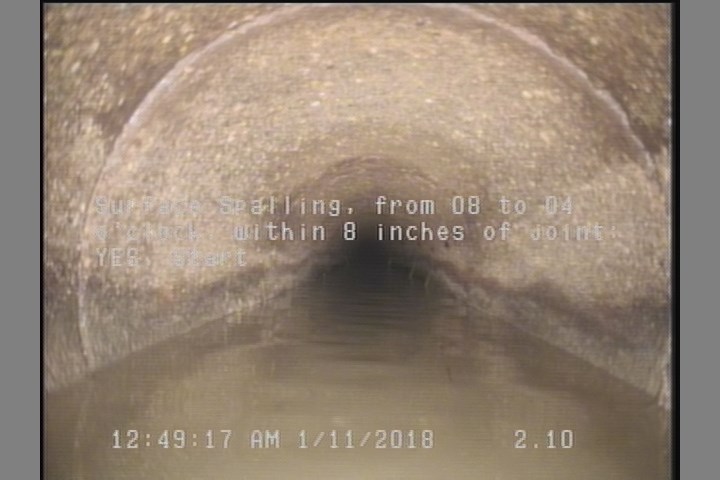 Surface Spalling, from 08 to 04 o'clock, within 8 inches of joint: YES, Start