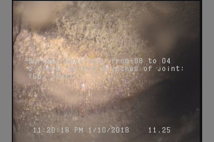 Surface Spalling, from 08 to 04 o'clock, within 8 inches of joint: YES, Start