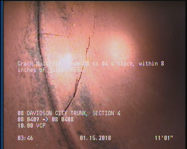 Crack Multiple, from 08 to 04 o'clock, within 8 inches of joint: YES