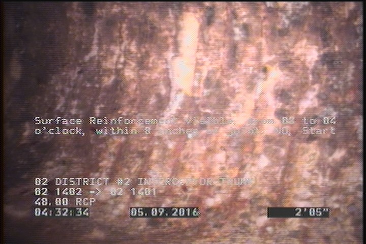 Surface Reinforcement Visible, from 08 to 04 o'clock, within 8 inches of joint: NO, Start
