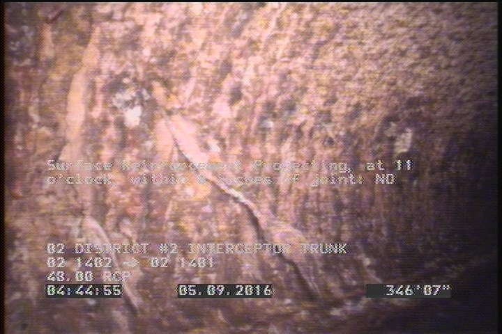 Surface Reinforcement Projecting, at 11 o'clock, within 8 inches of joint: NO