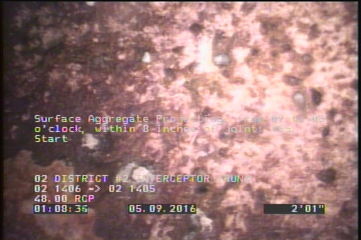 Surface Aggregate Projecting, from 09 to 03 o'clock, within 8 inches of joint: YES, Start