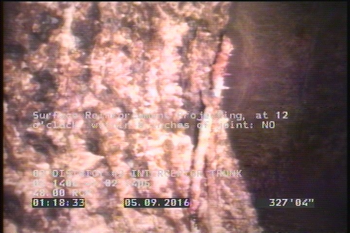 Surface Reinforcement Projecting, at 12 o'clock, within 8 inches of joint: NO