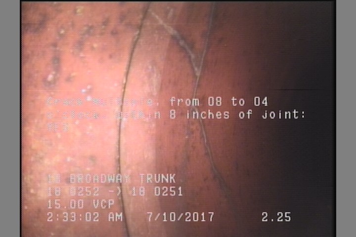 Crack Multiple, from 08 to 04 o'clock, within 8 inches of joint: YES