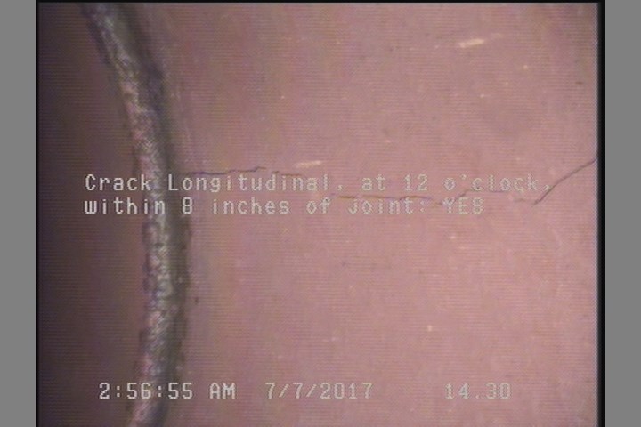 Crack Longitudinal, at 12 o'clock, within 8 inches of joint: YES