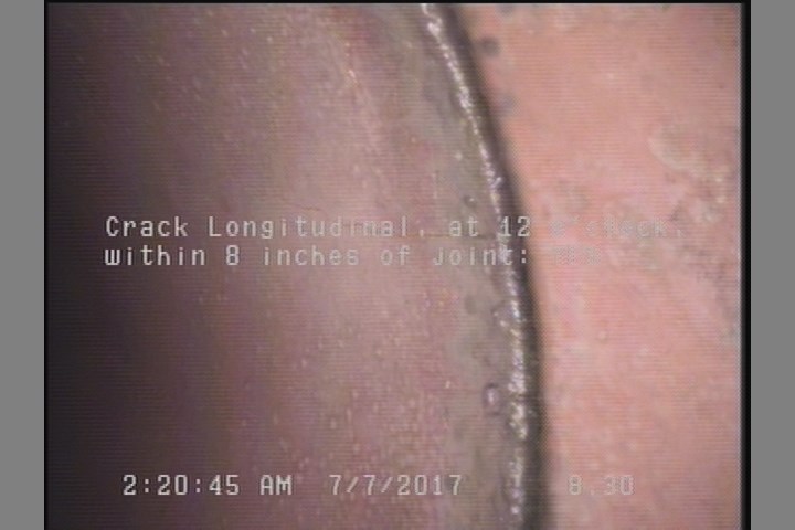 Crack Longitudinal, at 12 o'clock, within 8 inches of joint: YES