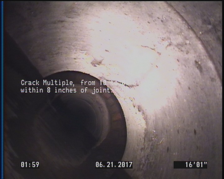Crack Multiple, from 10 to 01 o'clock, within 8 inches of joint: YES