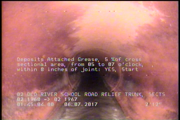 Deposits Attached Grease, 5 %of cross sectional area, from 05 to 07 o'clock, , within 8 inches of joint: YES, Start