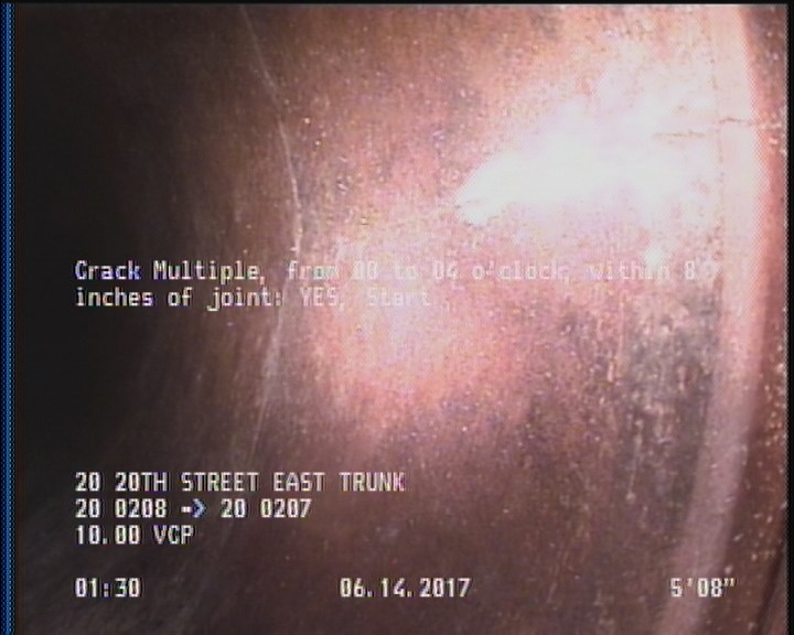 Crack Multiple, from 08 to 04 o'clock, within 8 inches of joint: YES, Start