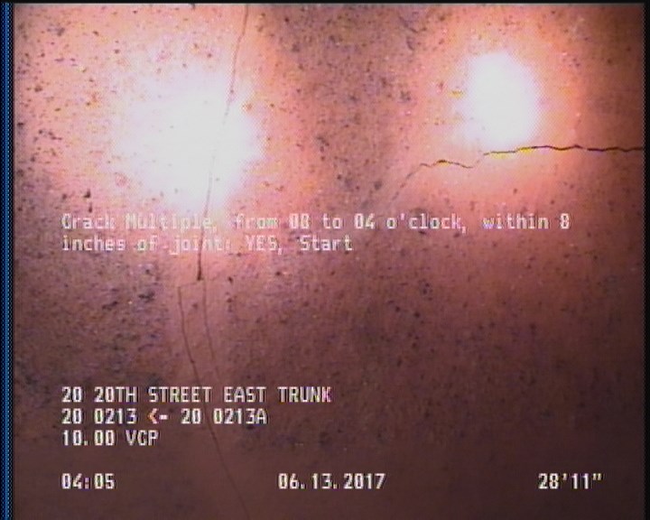 Crack Multiple, from 08 to 04 o'clock, within 8 inches of joint: YES, Start