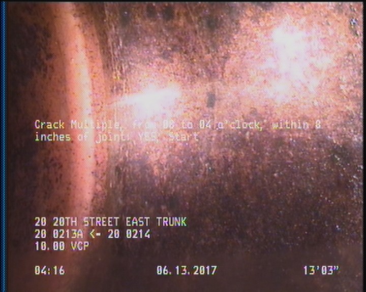Crack Multiple, from 08 to 04 o'clock, within 8 inches of joint: YES, Start