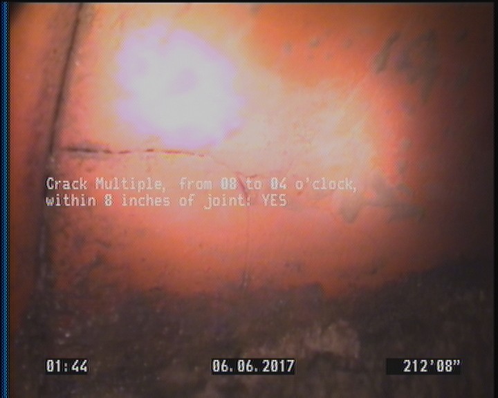 Crack Multiple, from 08 to 04 o'clock, within 8 inches of joint: YES