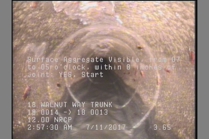 Surface Aggregate Visible, from 07 to 05 o'clock, within 8 inches of joint: YES, Start
