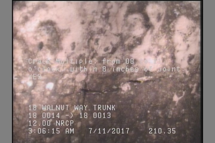 Crack Multiple, from 08 to 11 o'clock, within 8 inches of joint: YES