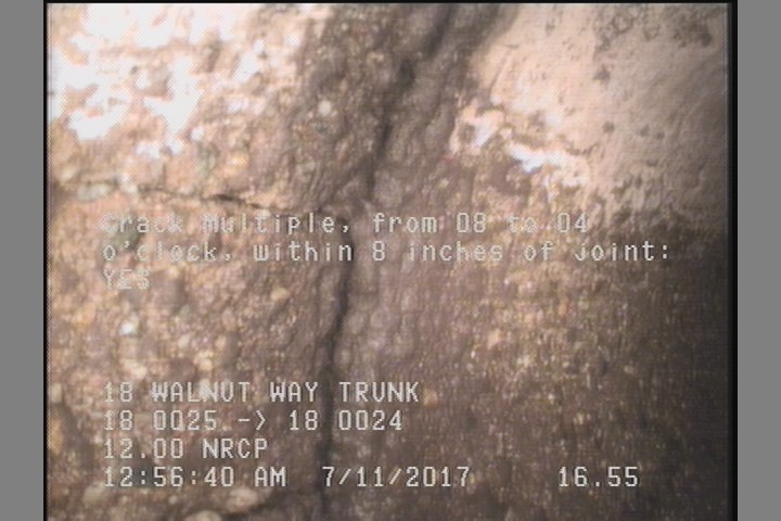 Crack Multiple, from 08 to 04 o'clock, within 8 inches of joint: YES