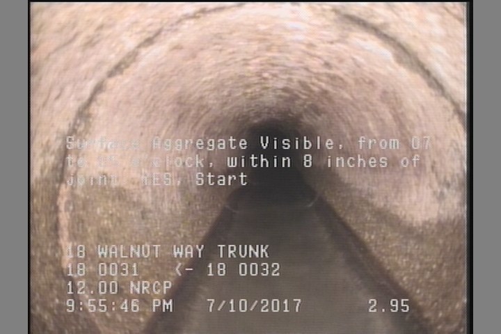 Surface Aggregate Visible, from 07 to 05 o'clock, within 8 inches of joint: YES, Start