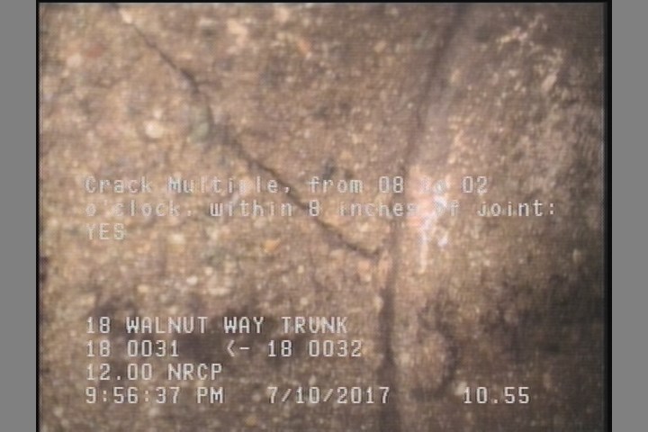 Crack Multiple, from 08 to 02 o'clock, within 8 inches of joint: YES