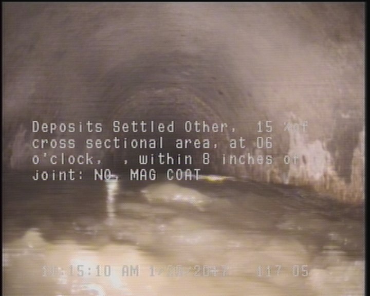 Deposits Settled Other, 15 %of cross sectional area, at 06 o'clock, , within 8 inches of joint: NO - MAG COAT