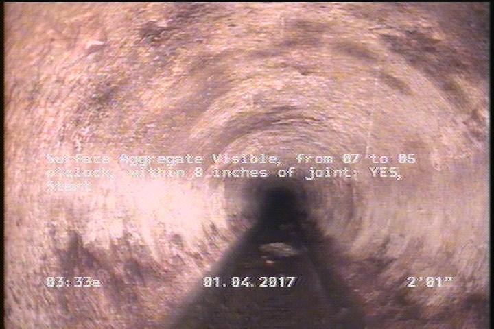 Surface Aggregate Visible, from 07 to 05 o'clock, within 8 inches of joint: YES, Start