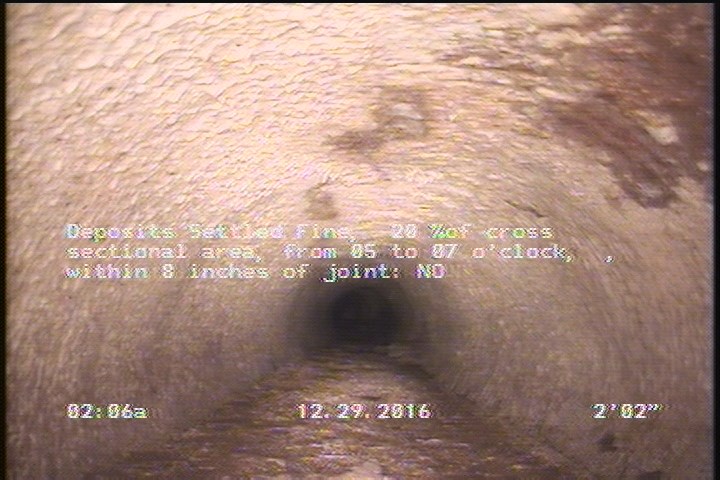 Deposits Settled Fine, 20 %of cross sectional area, from 05 to 07 o'clock, , within 8 inches of joint: NO