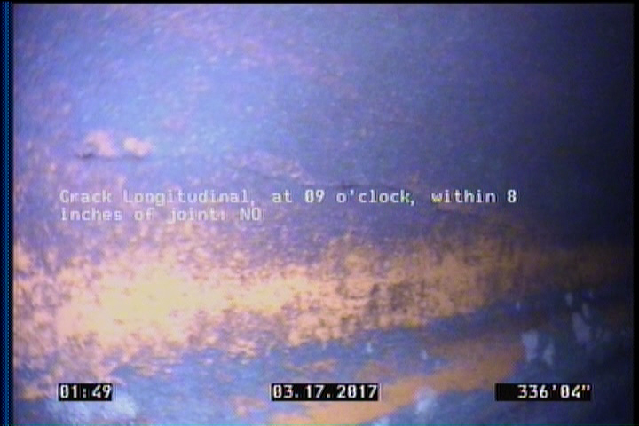 Crack Longitudinal, at 09 o'clock, within 8 inches of joint: NO