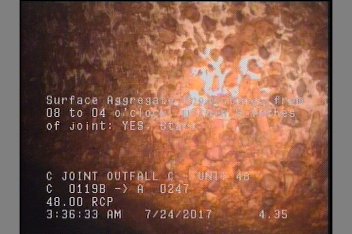 Surface Aggregate Projecting, from 08 to 04 o'clock, within 8 inches of joint: YES, Start