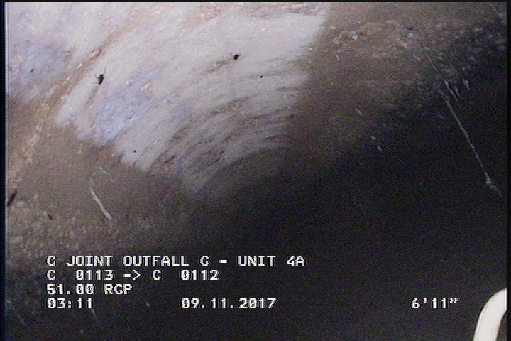 Deposits Attached Grease, 5 %of cross sectional area, from 03 to 09 o'clock, , within 8 inches of joint: YES, Start