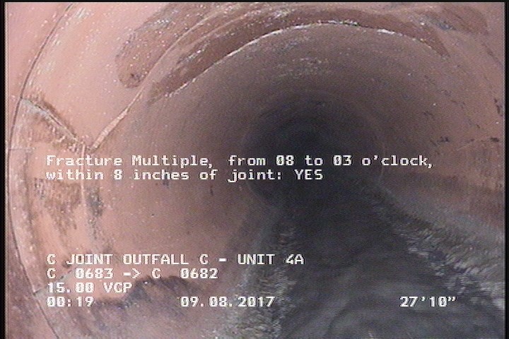 Broken, from 08 to 03 o'clock, within 8 inches of joint: YES