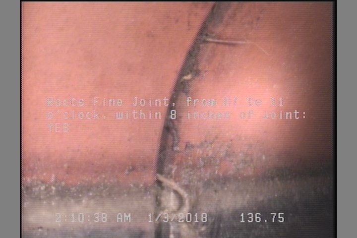Roots Fine Joint, from 07 to 11 o'clock, within 8 inches of joint: YES