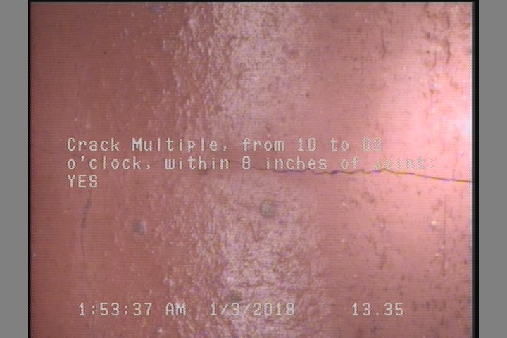Crack Multiple, from 10 to 02 o'clock, within 8 inches of joint: YES