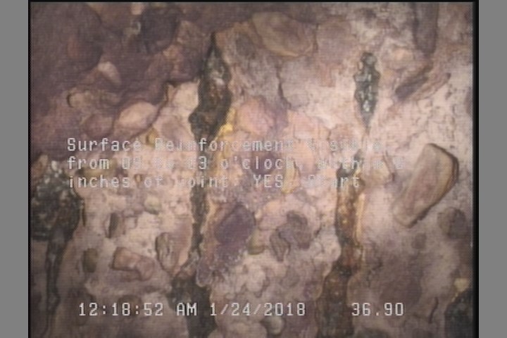 Surface Reinforcement Visible, from 09 to 03 o'clock, within 8 inches of joint: YES, Start