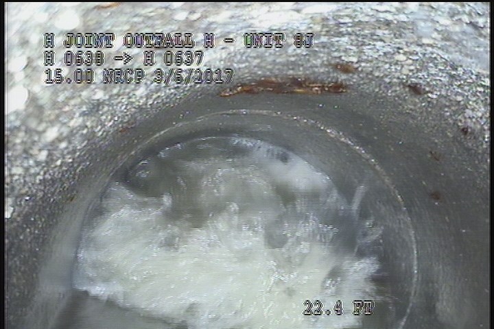 Survey Abandoned - VIEW OF THE DOWNLEG PIPE OF THE U/S SIPHON (NORTH BARREL)