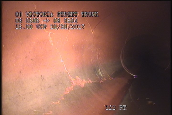Broken, from 08 to 05 o'clock, within 8 inches of joint: YES - SEVERE BREAK