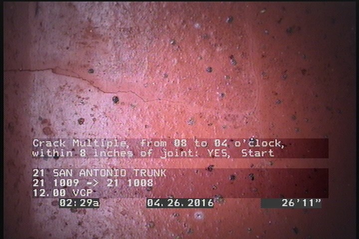 Crack Multiple, from 08 to 04 o'clock, within 8 inches of joint: YES, Start