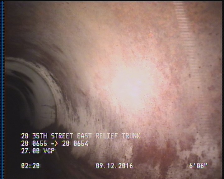 Deposits Attached Encrustation, 5 %of cross sectional area, from 08 to 04 o'clock, , within 8 inches of joint: YES, Start