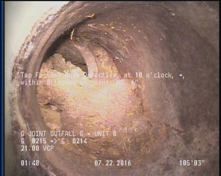 Tap Factory Made Defective, at 10 o'clock, -, within 8 inches of joint: NO, 6"