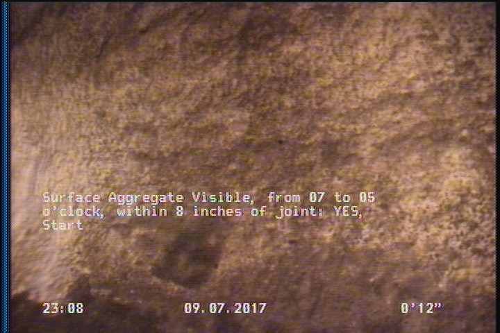 Surface Aggregate Visible, from 07 to 05 o'clock, within 8 inches of joint: YES, Start