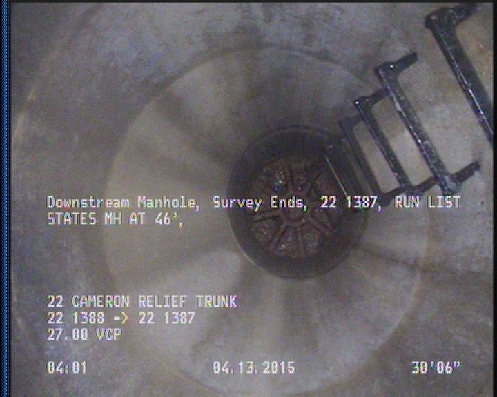 Downstream Manhole, Survey Ends - 22 1387, RUN LIST STATES MH AT 46',