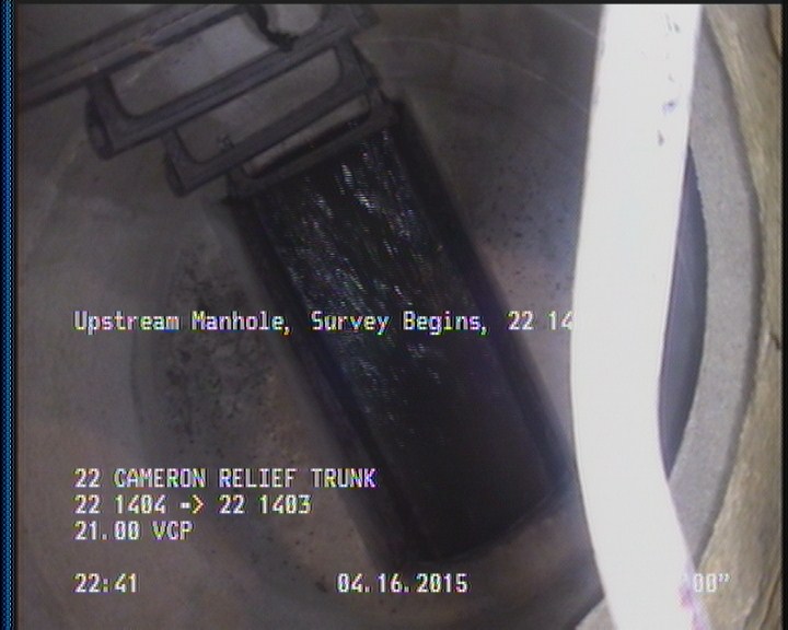 Upstream Manhole, Survey Begins - 22 1404