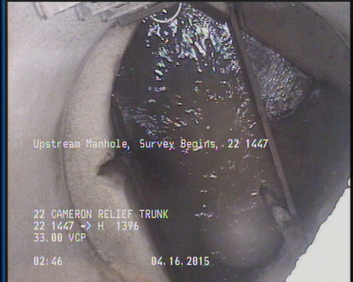 Upstream Manhole, Survey Begins - 22 1447