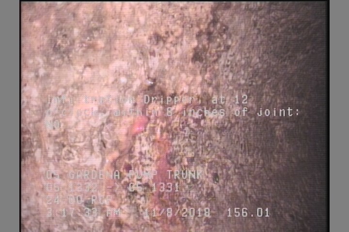 Infiltration Dripper, at 12 o'clock, within 8 inches of joint: NO