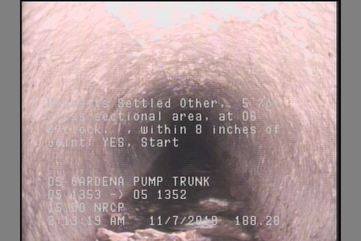Deposits Settled Other, 5 %of cross sectional area, at 06 o'clock, , within 8 inches of joint: YES, Start