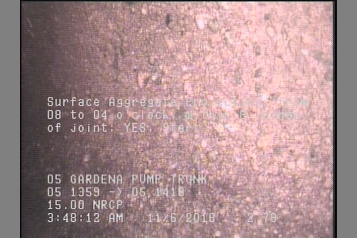 Surface Aggregate Projecting, from 08 to 04 o'clock, within 8 inches of joint: YES, Start
