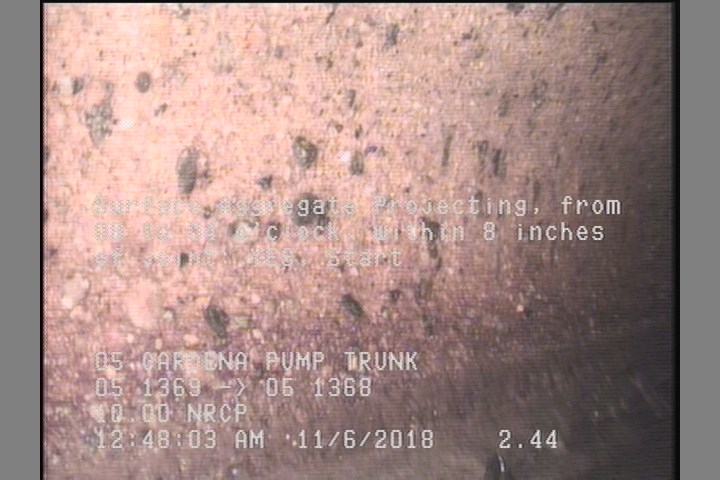 Surface Aggregate Projecting, from 08 to 04 o'clock, within 8 inches of joint: YES, Start