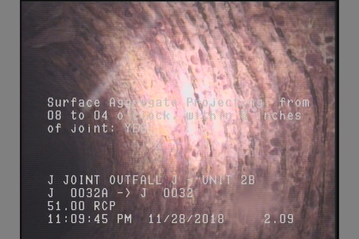 Surface Aggregate Projecting, from 08 to 04 o'clock, within 8 inches of joint: YES, Start