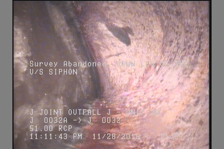 Survey Abandoned - DOWN LEG OF THE U/S SIPHON