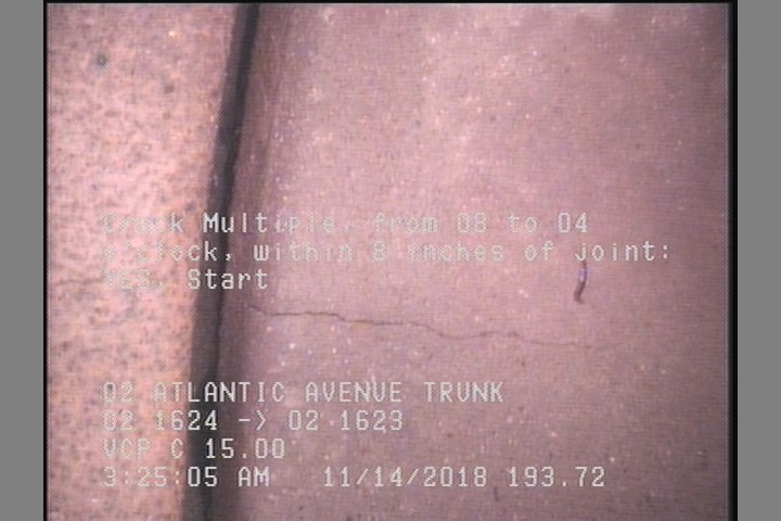 Crack Multiple, from 08 to 04 o'clock, within 8 inches of joint: YES, Start