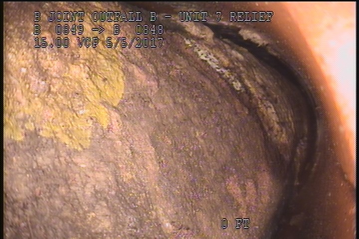 Deposits Settled Other, 95 %of cross sectional area, from 03 to 09 o'clock, , within 8 inches of joint: NO - SLUDGE